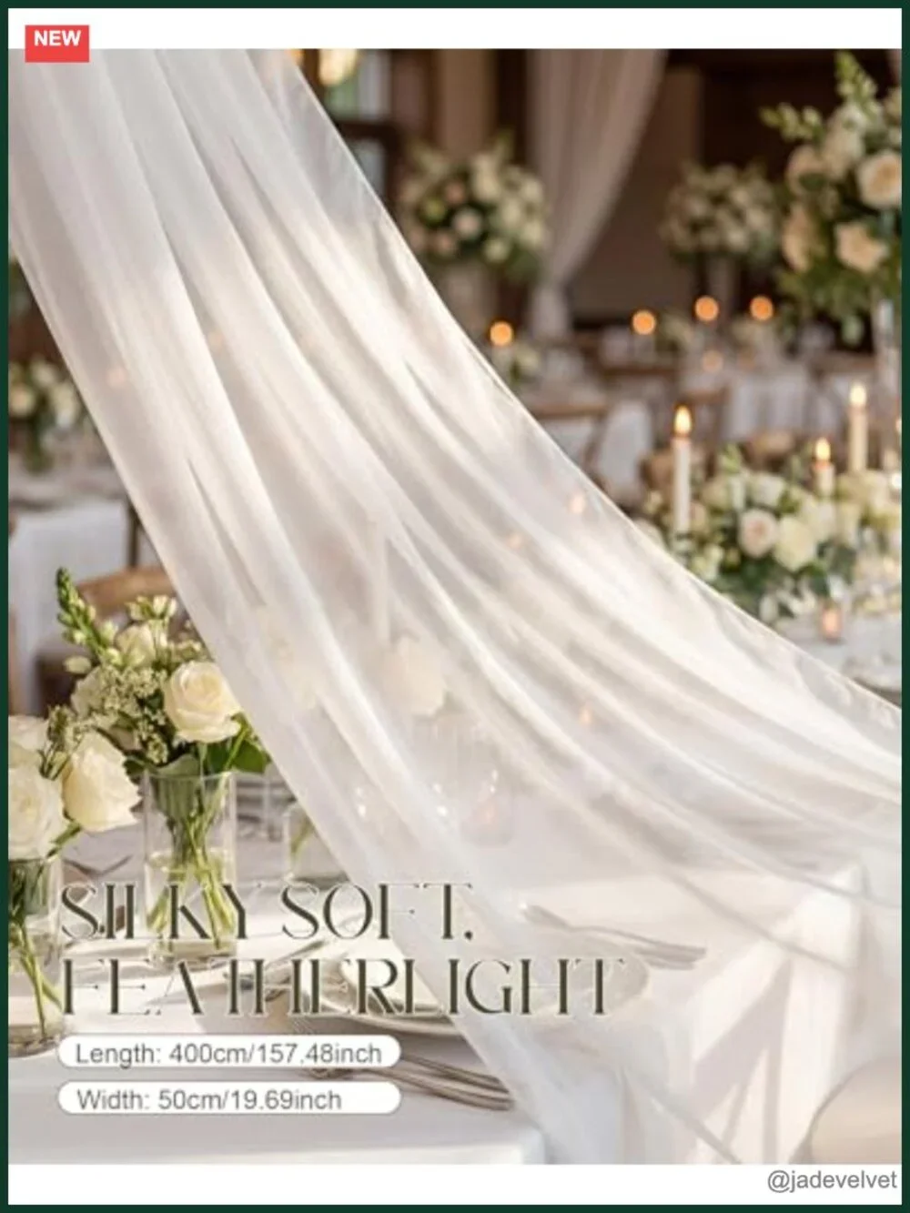 Bridal Chiffon Long Scarf Wedding Veil Wrap for Ceremony Evening Dress Portrait
